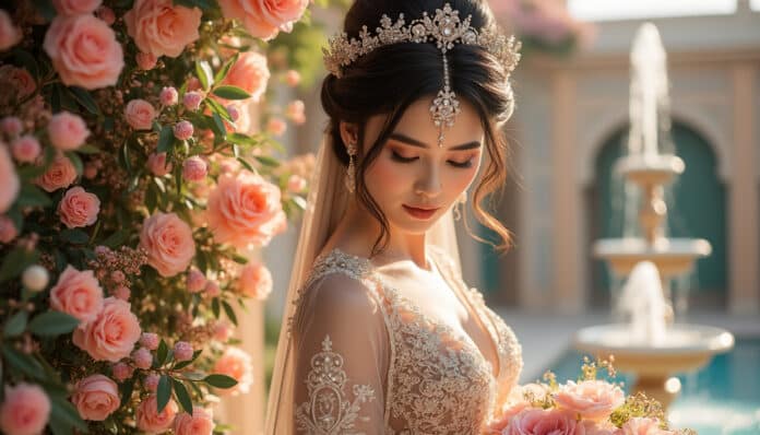 plongez dans l'univers enchanteur de la robe de mariée orientale rania, où tradition et élégance se rencontrent. une création unique qui sublimera votre journée spéciale avec des détails raffinés et un style inoubliable.