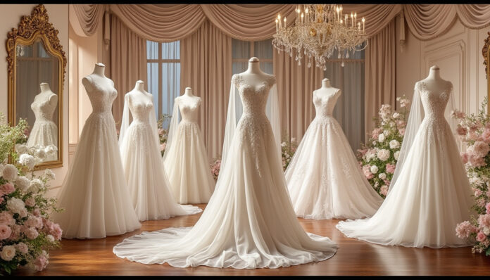 découvrez les dernières tendances des robes de mariée au showroom joy wedding : styles uniques, créations élégantes et conseils personnalisés pour un mariage inoubliable.